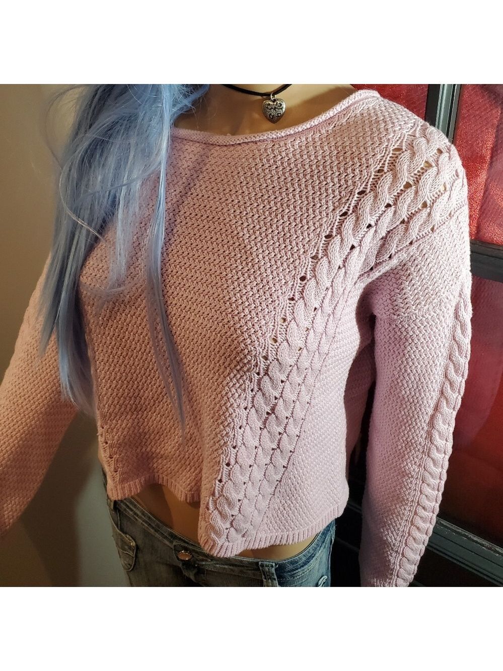 Garage Cropped Braid Crochet Sweater - Picture 5 of 6